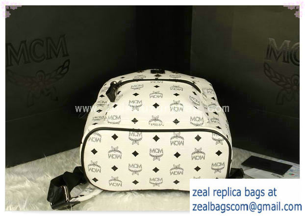 High Quality Replica MCM Stark Backpack Large in Calf Leather 8004 White